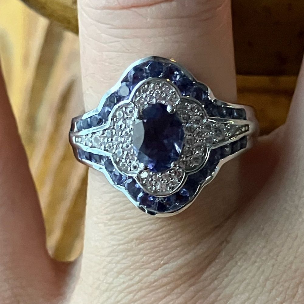 Natural Iolite Sterling Silver Ring Size 6